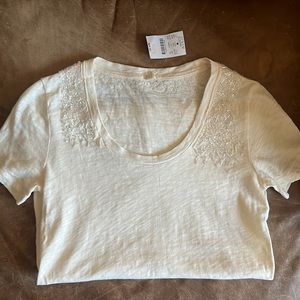J. Crew holiday white embellished cotton tee